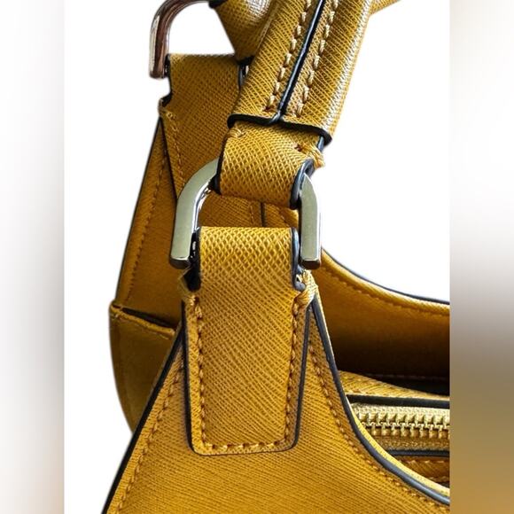 Calvin Klein Ava Hobo Saffiano Leather Mustard Shoulder Bag - Picture 6 of 13